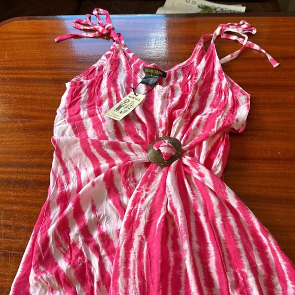 Bali Pink Tie Dye MIDI Dress One Size NWT - Picture 3 of 4